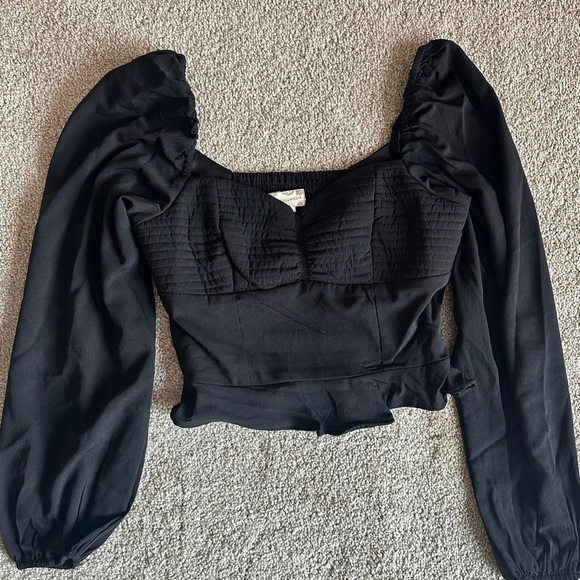 NWT B.O.G Collective Black Cropped Top peplum - Picture 2 of 6